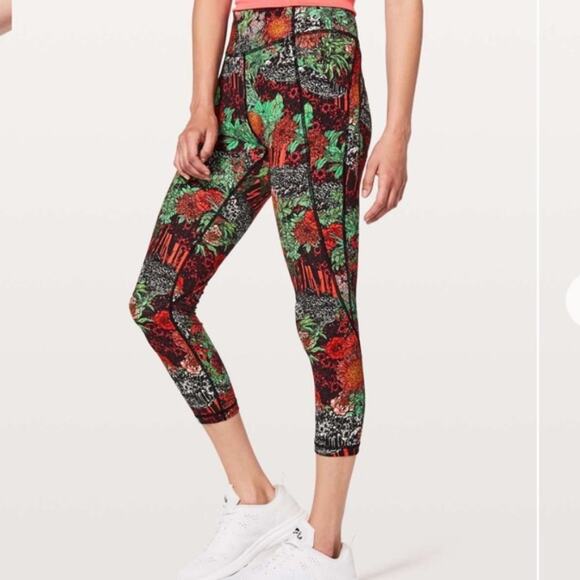 lululemon athletica Pants - Lululemon Time to Sweat Crop Zen Garden Athleisure Workout Activewear 4
